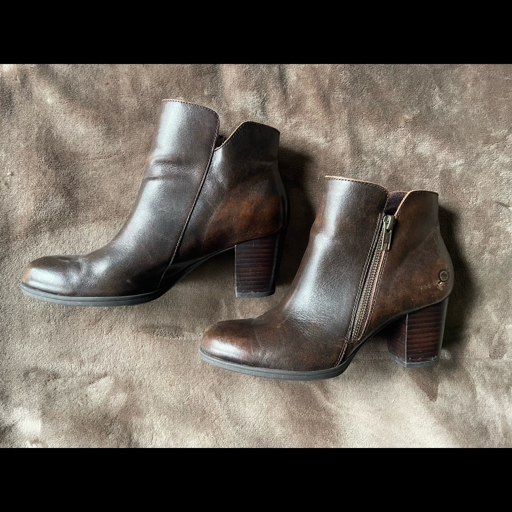 Born Brown Leather Booties size 7.5